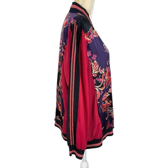 Koos Of Course Silk Floral Boho Bomber Jacket Women’s 1X Maximalism Statement - Picture 5 of 8